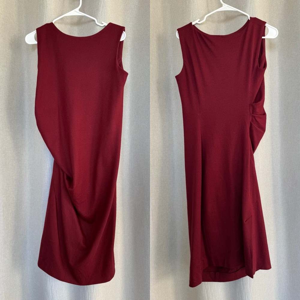 Jil Sander Wool Dark Red Sleeveless Knee Length Dress M (8) - Picture 3 of 10